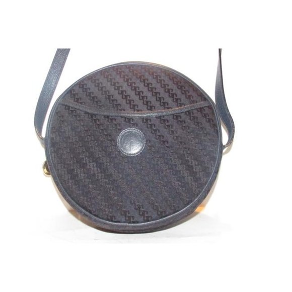 Gucci Vintage Navy Blue Canteen Style Dark Diagonal Square Print Canvas - Picture 9 of 12